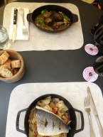 Our lunch, pigeon and fish with vegetables
